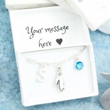 Penguin Bracelet, Personalised Jewellery, Bird Gifts, Cute Charm Bracelet