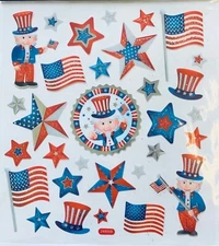  Patriotic Uncle Sam Stars Stickers Papercraft DIY Crafts Planner Supply USA 
