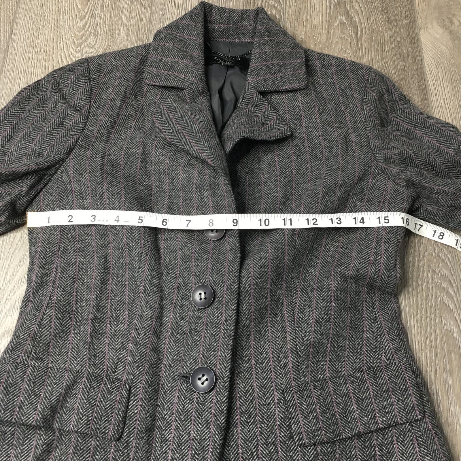 Talbots Single Breasted Lined Herringbone Wool Bl… - image 8