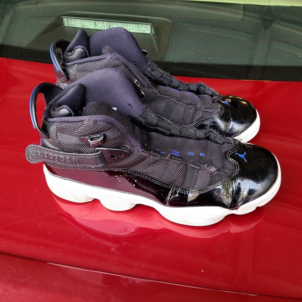 Metallic Silver Red And Black Six Rings Size Jordan Rings Black