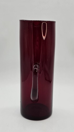 MCM Iittala Timo Sarpaneva Danish Glass Rubin Red Pitcher Carafe 10" - Picture 3 of 14