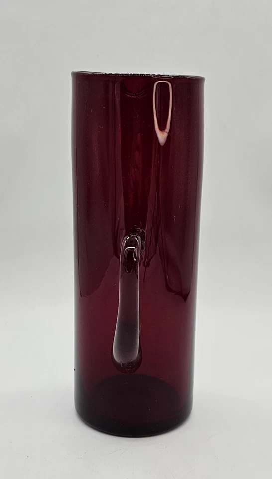 MCM Iittala Timo Sarpaneva Danish Glass Ruby Red Pitcher Carafe 10" - Image 3 of 4