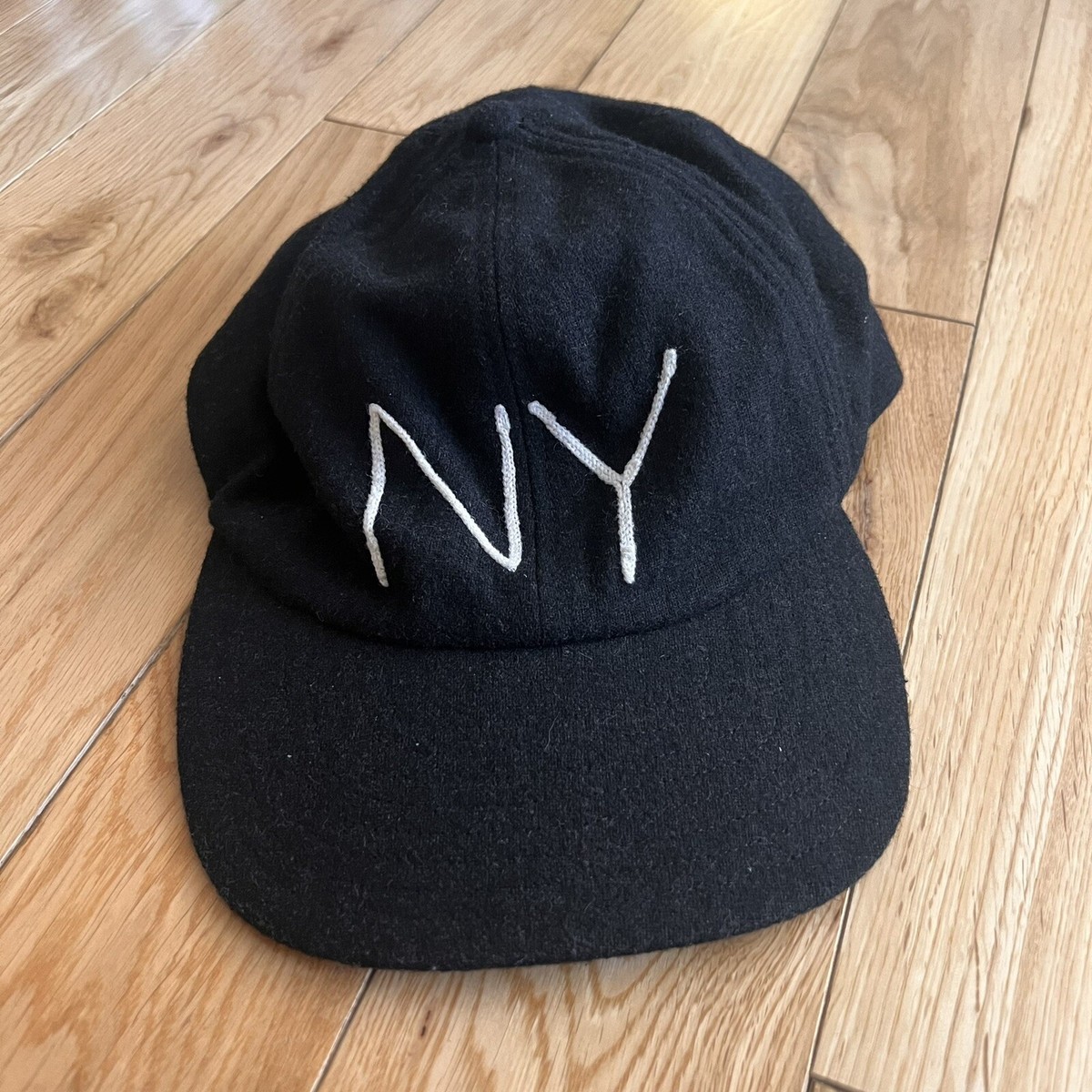 Override Japan Wool Embroidered Black NY Hat Cap Leather
