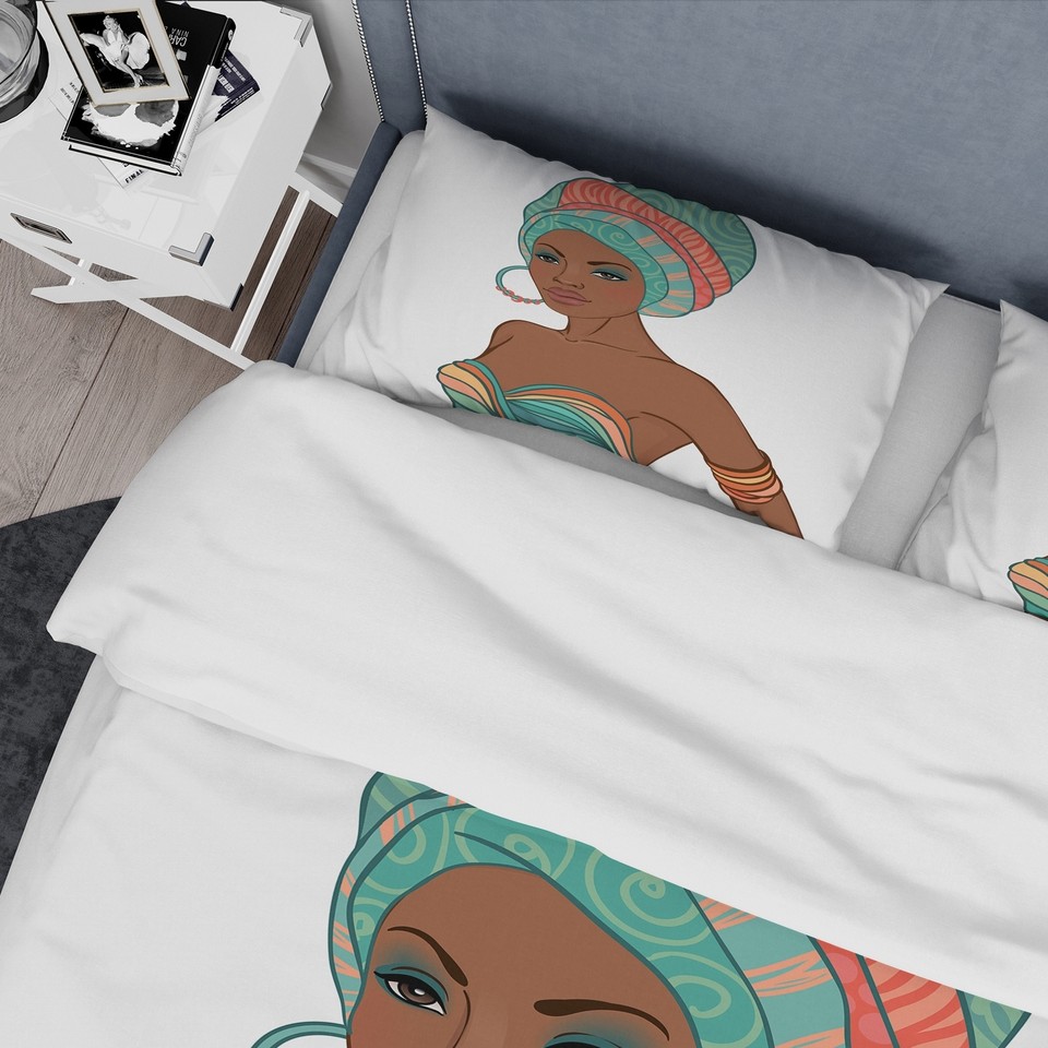 Designart 'African American Woman With Earring & Turban' Modern Duvet