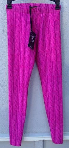 $52 NWT Zara Terez Pink Cable Knit  Design Leggings Girls Size Small 7/8