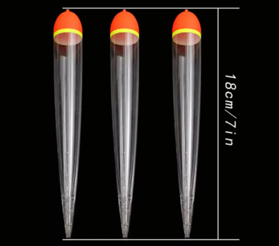 Pike Dead Bait Cigar Slider Fishing Float 25g / 18cm clear neon orange ...