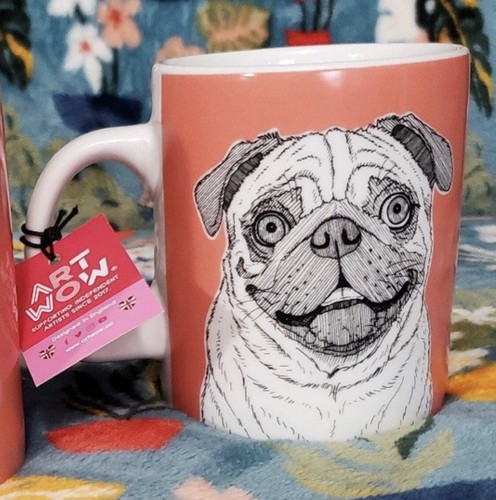 Art Wow PUG Mug Fun Dog Lover Coffee Cup - 12oz-NWT
