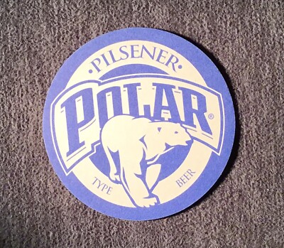 Polar Pilsner Beer Caracas Venezuela Beer Coaster/Mat Round/Cardboard Blue/White