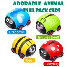 4 Pieces Animals Pull Back Cars Friction Powered Push and Go Back Toys Cars