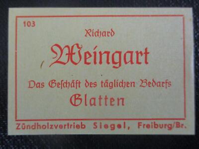 (14588) Reklame / Streichholzetikett Geschäft Richard Weingart, Blatten