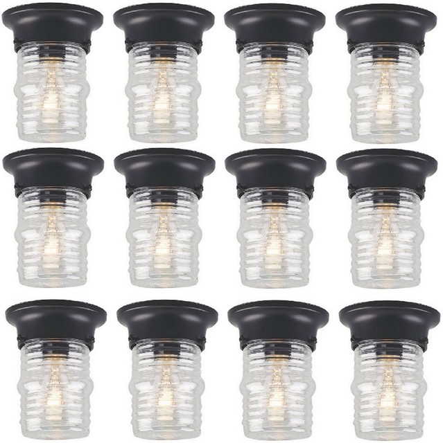 (12) Westinghouse 66919 Matte Black Single Jelly Jar Flush Mount Light