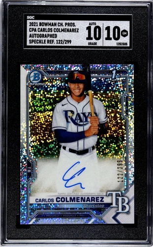 2021 bowman chrome carlos colmenarez speckled auto 122/299 SGC 10!!