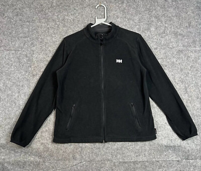 Helly Hansen Jacke Damen schwarz durchgehender Reißverschluss Fleece Stehkragen Polartec warm Y2K