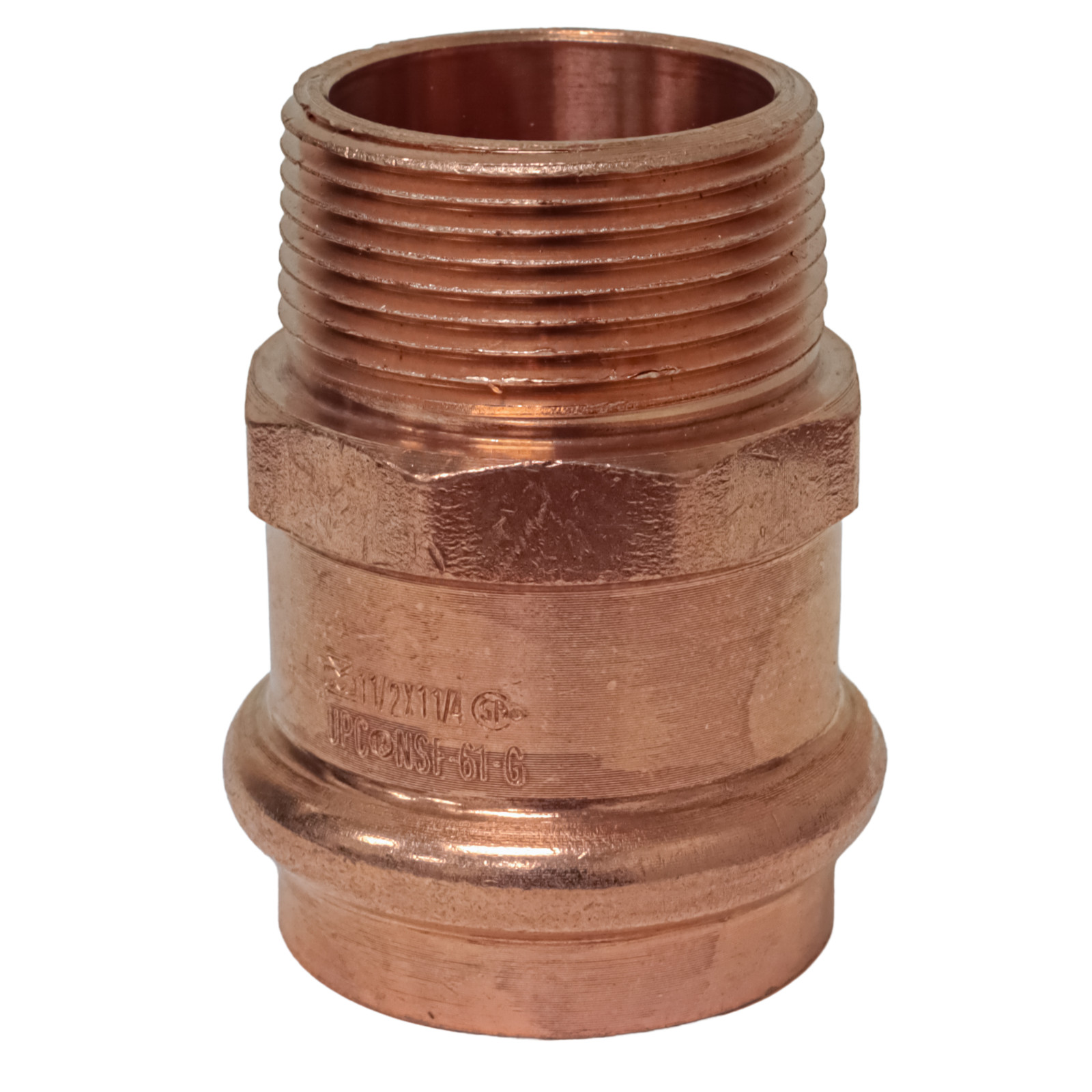 JWPress Copper Fittings 50031 Copper Male Adapter, P x MPT 1-1/2 x 1-1/4