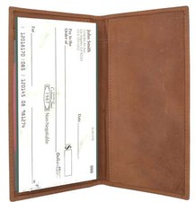 Hunter Brown RFID Blocking Genuine Leather Standard Checkbook Cover Holder