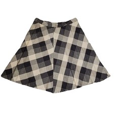 Vintage 70s Circle Skirt Womens Size L Brown Plaid Academia School Girl Preppy