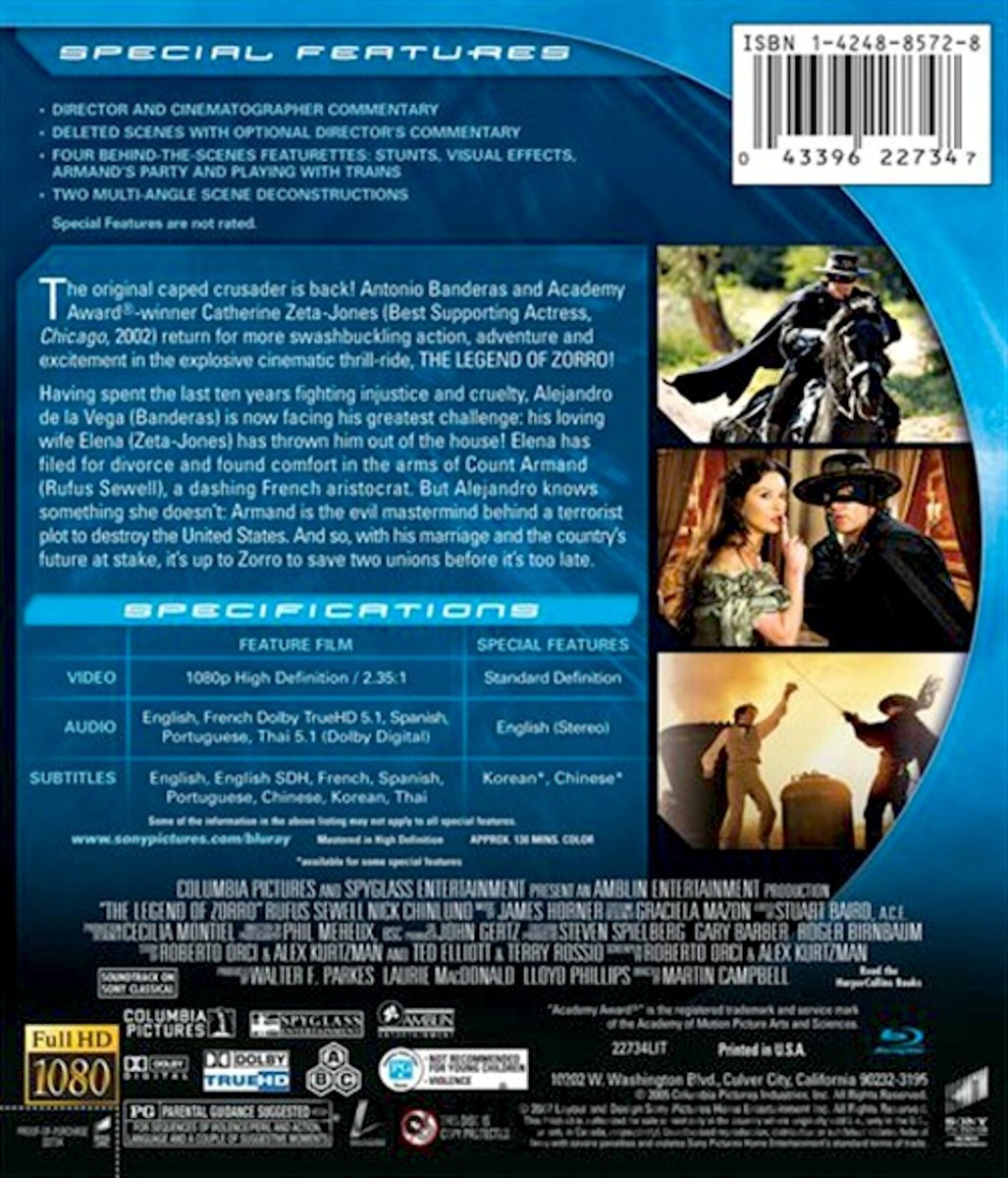 The Legend of Zorro (2005) Blu-ray US Release w/Antonio