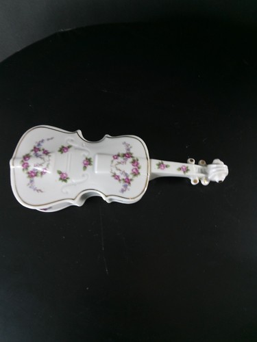 Caja de baratija de instrumentos de viola de porcelana vintage hecha en Japón - Imagen 3 de 16