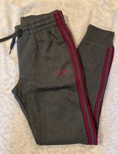 Adidas Women Small Joggers Grey/power Berry Stripe, New With Tags