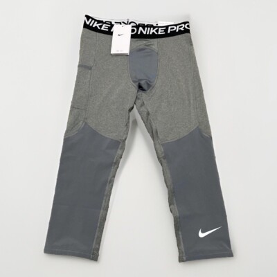 Nike Pro Training Leggings Pants Grey Athletic DM8542-091 Boys Size XL