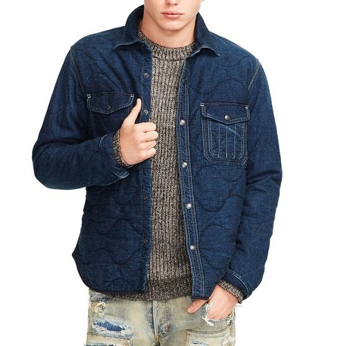 POLO RALPH LAUREN DENIM \u0026 SUPPLY e indaco Trapuntato Militare Giacca A  CAMICIA $298+ | eBay