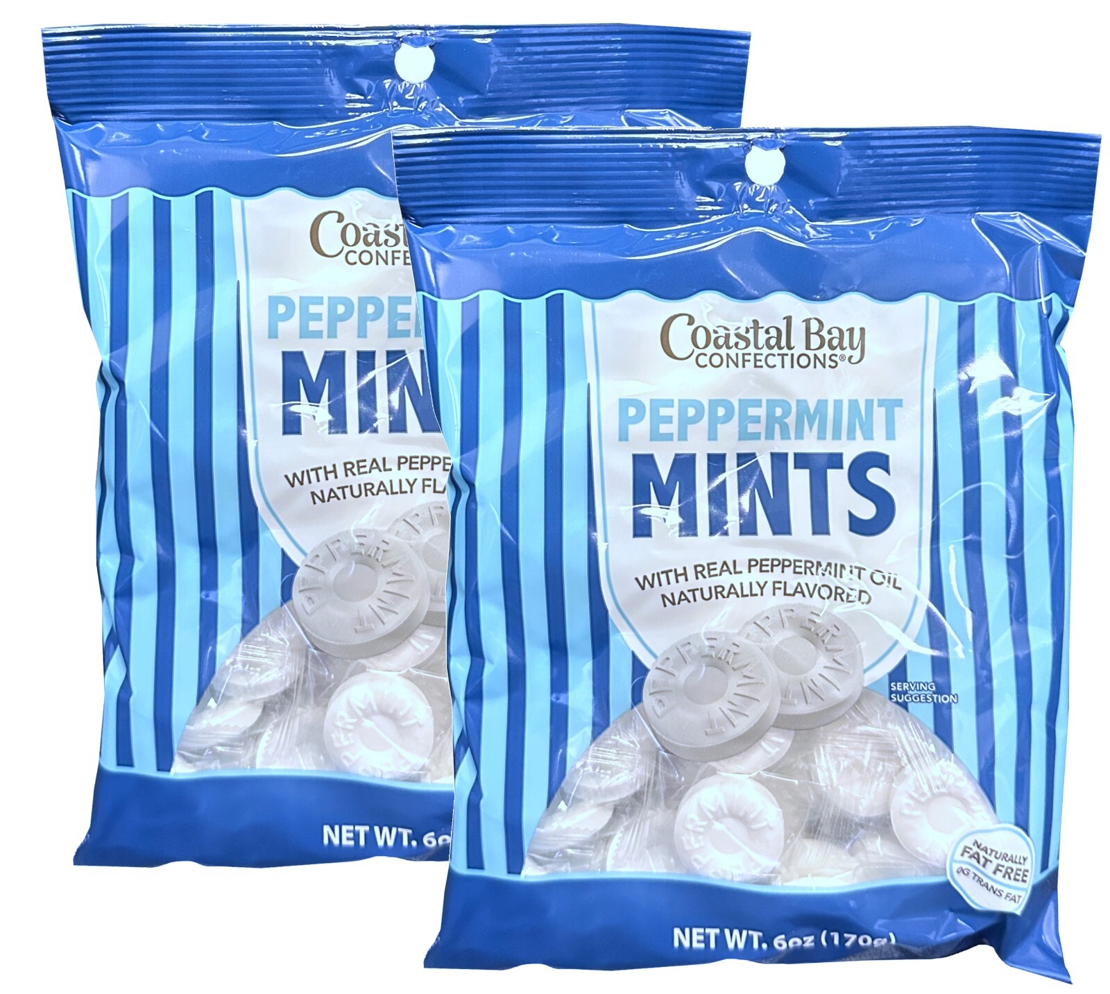 Coastal Bay Peppermint Mints W/Real Peppermint Oil Fat 6oz/170gm * 5