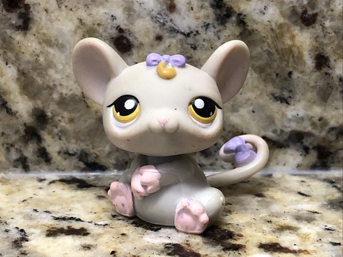 Rata Littlest Pet Shop LPS #116 con ojos amarillos y arco púrpura - Imagen 5 de 7