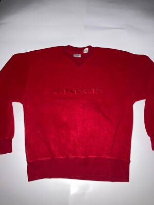 Men's Vintage Gap Athletic Embossed Spellout Red Fleece Crewneck Size M 