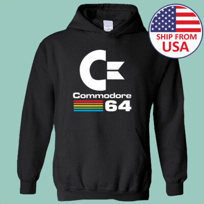 Commodore 64 Men's Black Hoodie Sweatshirt Size S-3XL