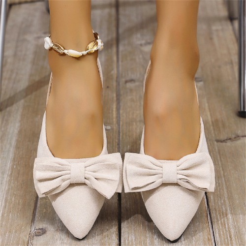 Women's Closed Pointed Toe Bowknot Flats Shoes Casual Slip On Slingback Sandals - Picture 5 of 14