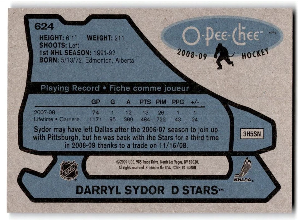 2008-09 O-Pee-Chee '79-80 Retro Darryl Sydor #624 Dallas Stars - Image 2 of 2