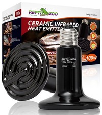 REPTI ZOO 100W Reptile Heat Lamp 2Pack Ceramic Heat Emitter Night Heat Lamp B...
