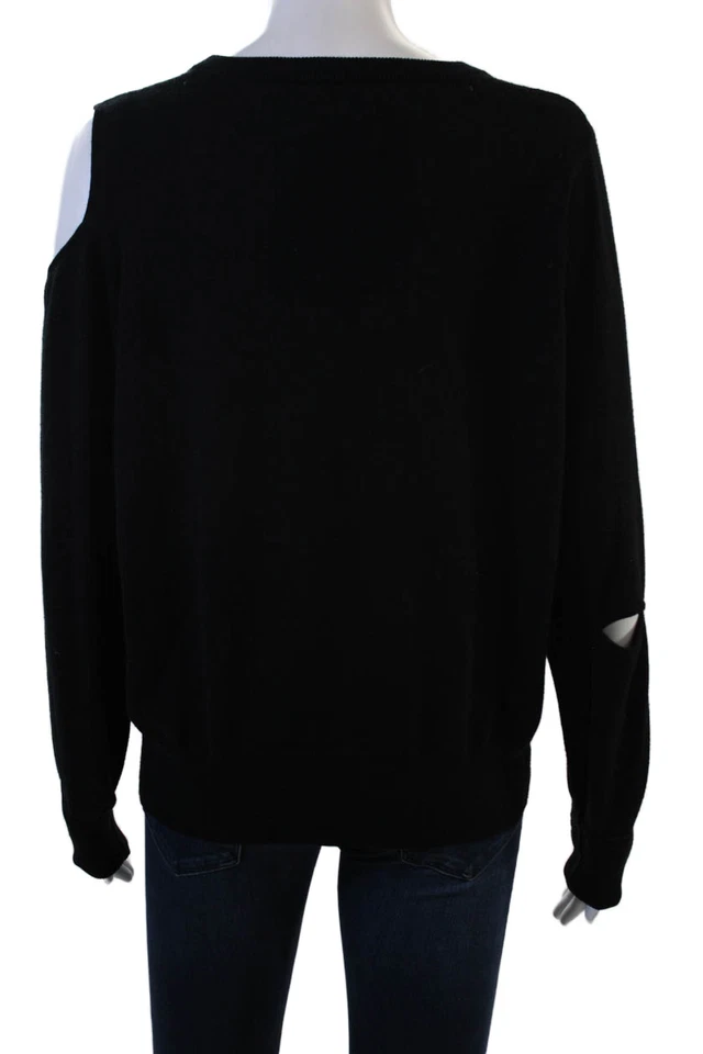 Suéter Pullover Mayle Mujer Negro Lana Seda Manga Larga Cuello Redondo Talla S Foto 3 de 4