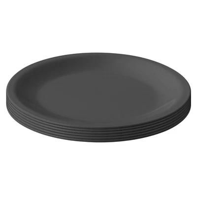 ENGELLAND 6 x Mehrweg Kunststoff-Teller Flach Plastikteller Picknick Anthrazit
