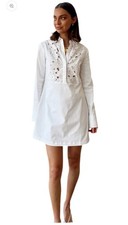 Vita Grace Lace Insert Shirt Dress- White Size M Approx Size 12 36” Bust RRP £75