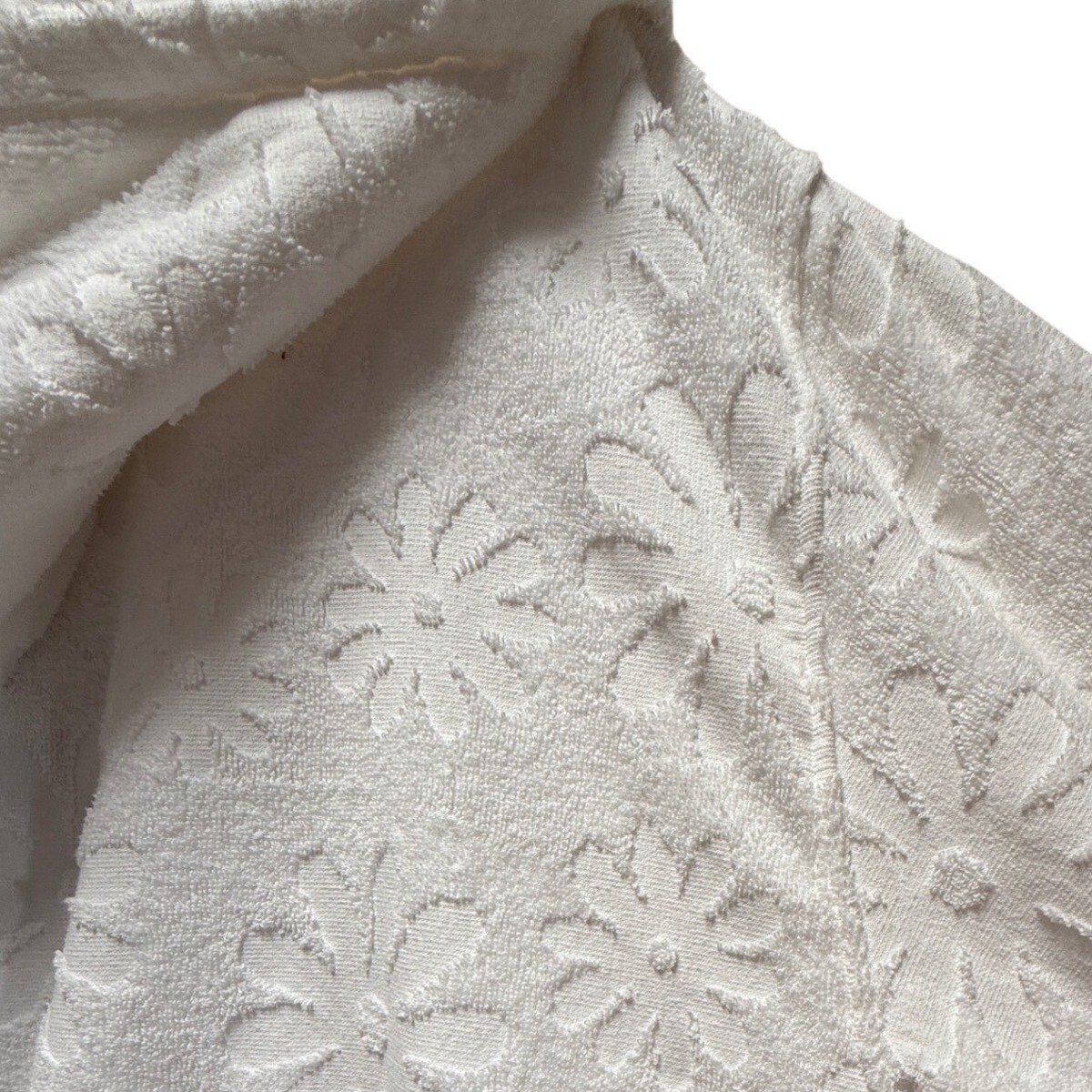 Authentic Prada White Spugna Terrycloth Floral Jacquard Zip Up