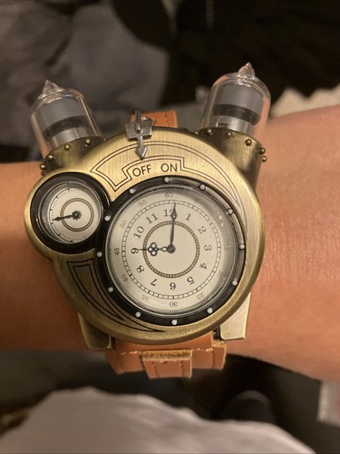 Seltene ThinkGeek TESLA UHR Steampunk Lederband mit Schlüssel Beschreibung lesen! - Bild 9 von 24