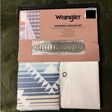 Wrangler Shower Curtain Set Unisex 72x72 Blue New Southwestern Geometric Boho