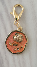 Pink Rose Flower Charm Zipper Decoration Lobster Claw Clasp Keychain