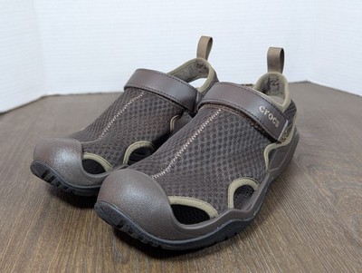 CROCS Brown SwiftWater Mesh Fisherman Deck Water Sandals Mens