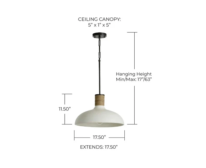 Capital Lighting 340612PW 17.5” 1-Light Pendant Urban/Industrial Style *NEW* - Image 2 of 4