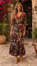 NWOT Farm Rio for Anthropologie Fiesta Maxi Length Wrap Dress Size SMALL