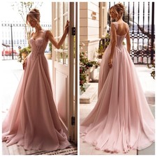 Pink Beaded Sweetheart Prom Gowns Leaf Straps A-line Train Lace-up Evening Dress