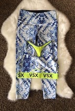 Women  s VSX Victoria Secret White and Blue leggings and top set XS/S