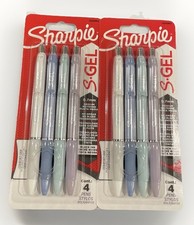 Sharpie S-Gel Med 0.7mm Black Ink 4 Gel Pens 4 Barrel Colors Comfort Grip 2Packs