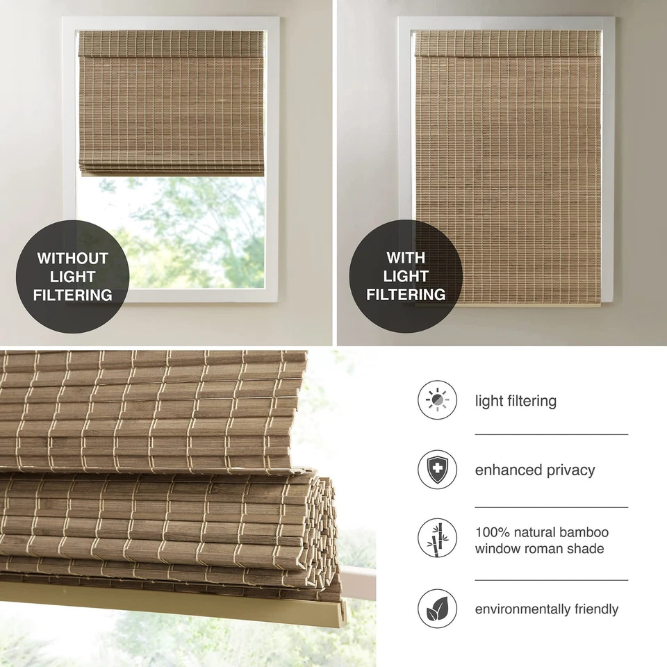 Eastfield 100% Bamboo Cordless Roman Shades-Woven Wooden Privacy Panel, Light... - Image 3 of 4