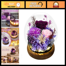 Eternal Rose in Glass Dome - Preserved Flowers for Mom, Birthday Gifts for Women