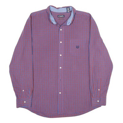 CHAPS Herren Karierte Hemd Rot Blau XL Baumwollmischung Langarm Knopfleiste