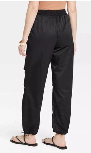 🌻 A New Day Women's High-Rise Parachute Pants Black Size 6 🆕 - Picture 3 of 7