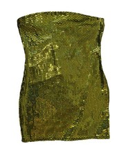 Flash of Light Neon Green Metallic Strapless Mini Dress Size 1X